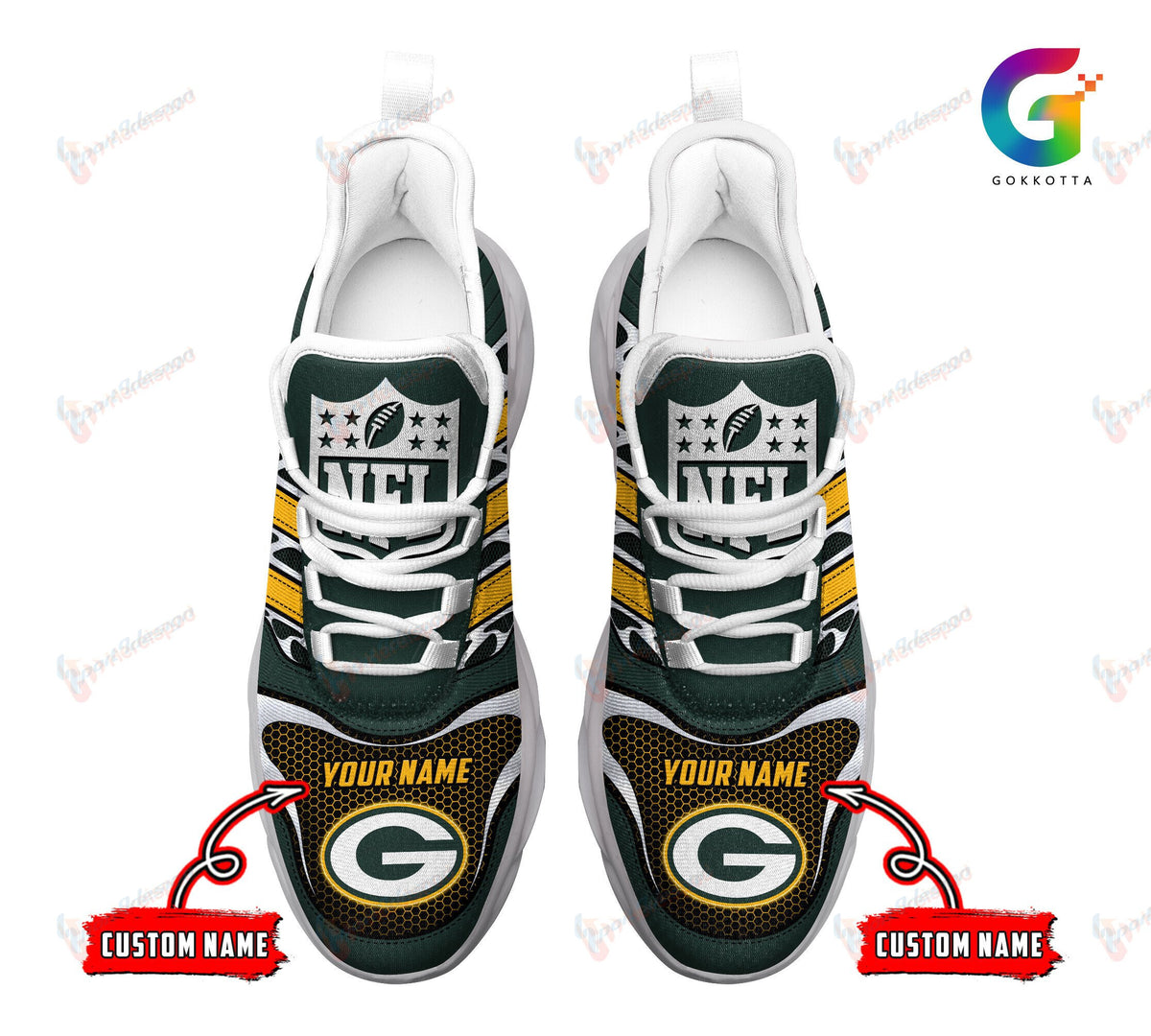 Green Bay Packers Personalized Yezy Running Sneakers 235