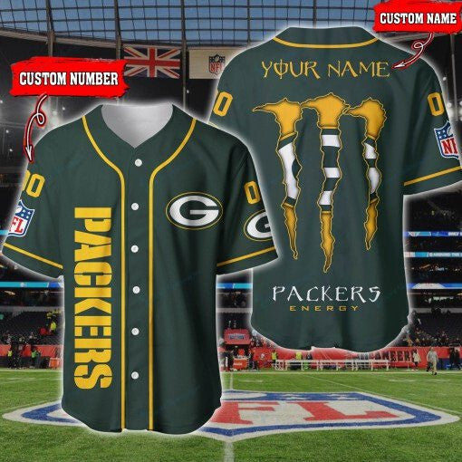 Green Bay Packers Personalized Baseball Jersey BG187