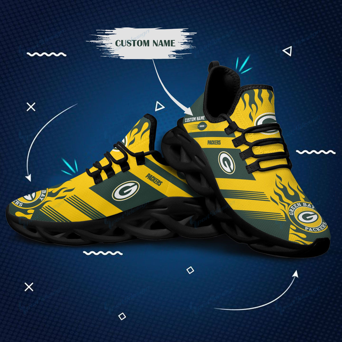 Green Bay Packers Personalized Yezy Running Sneakers BB572