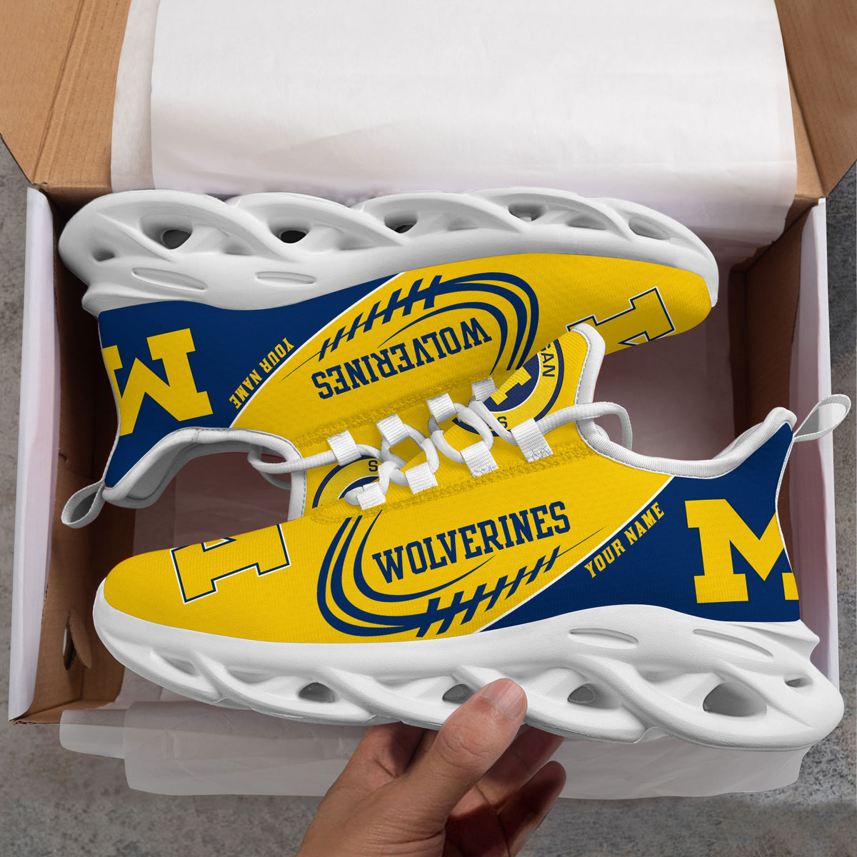 Michigan Wolverines Personalized Max Soul Sneakers MC589