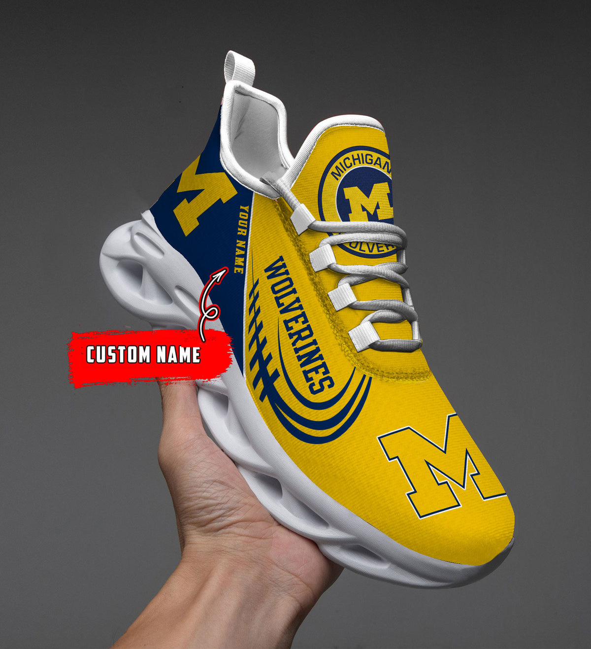 Michigan Wolverines Personalized Max Soul Sneakers MC589