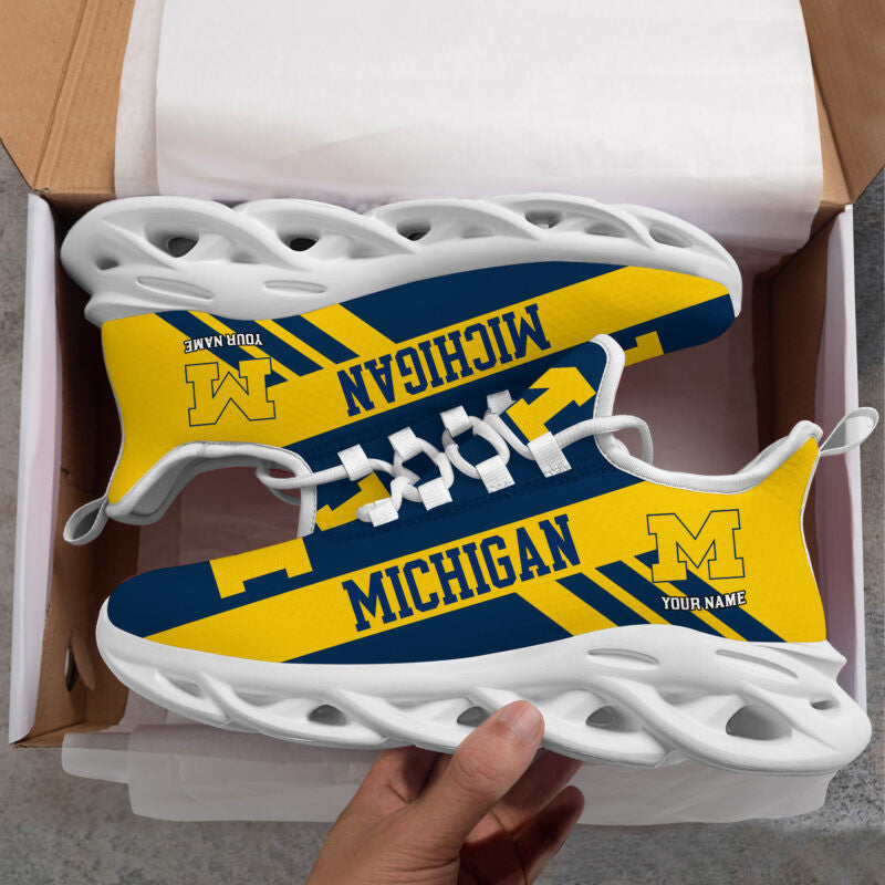 Michigan Wolverines Personalized Max Soul Sneakers MC219