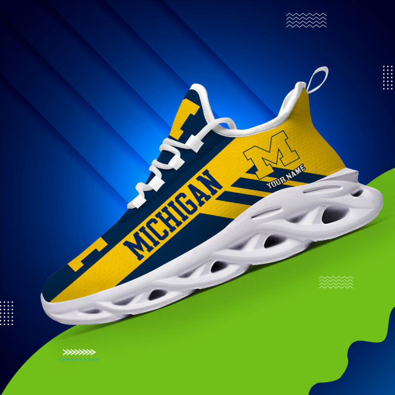Michigan Wolverines Personalized Max Soul Sneakers MC219