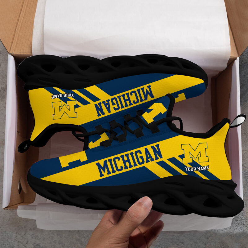 Michigan Wolverines Personalized Max Soul Sneakers MC219