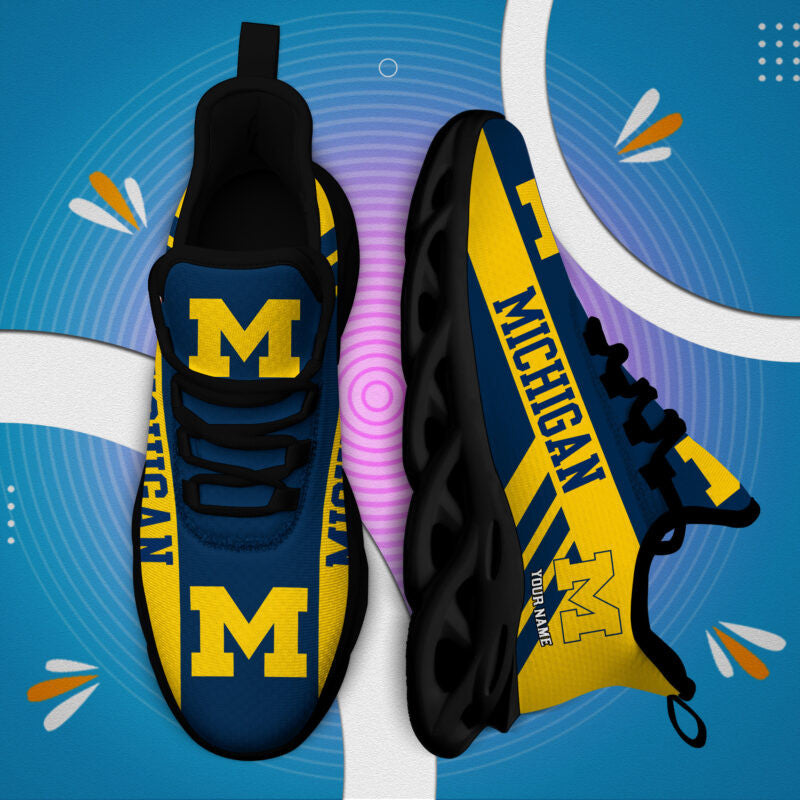 Michigan Wolverines Personalized Max Soul Sneakers MC222