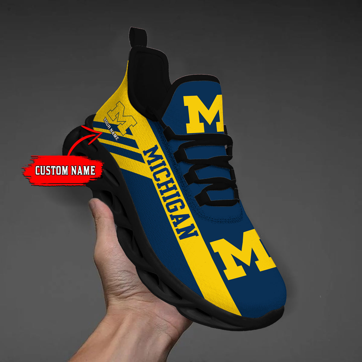 Michigan Wolverines Personalized Max Soul Sneakers MC222