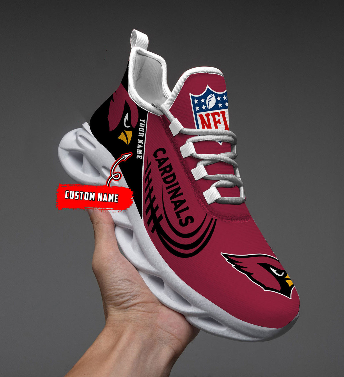 Custom Name-Arizona Cardinals-PERSONALIZED MAX SOUL SHOES