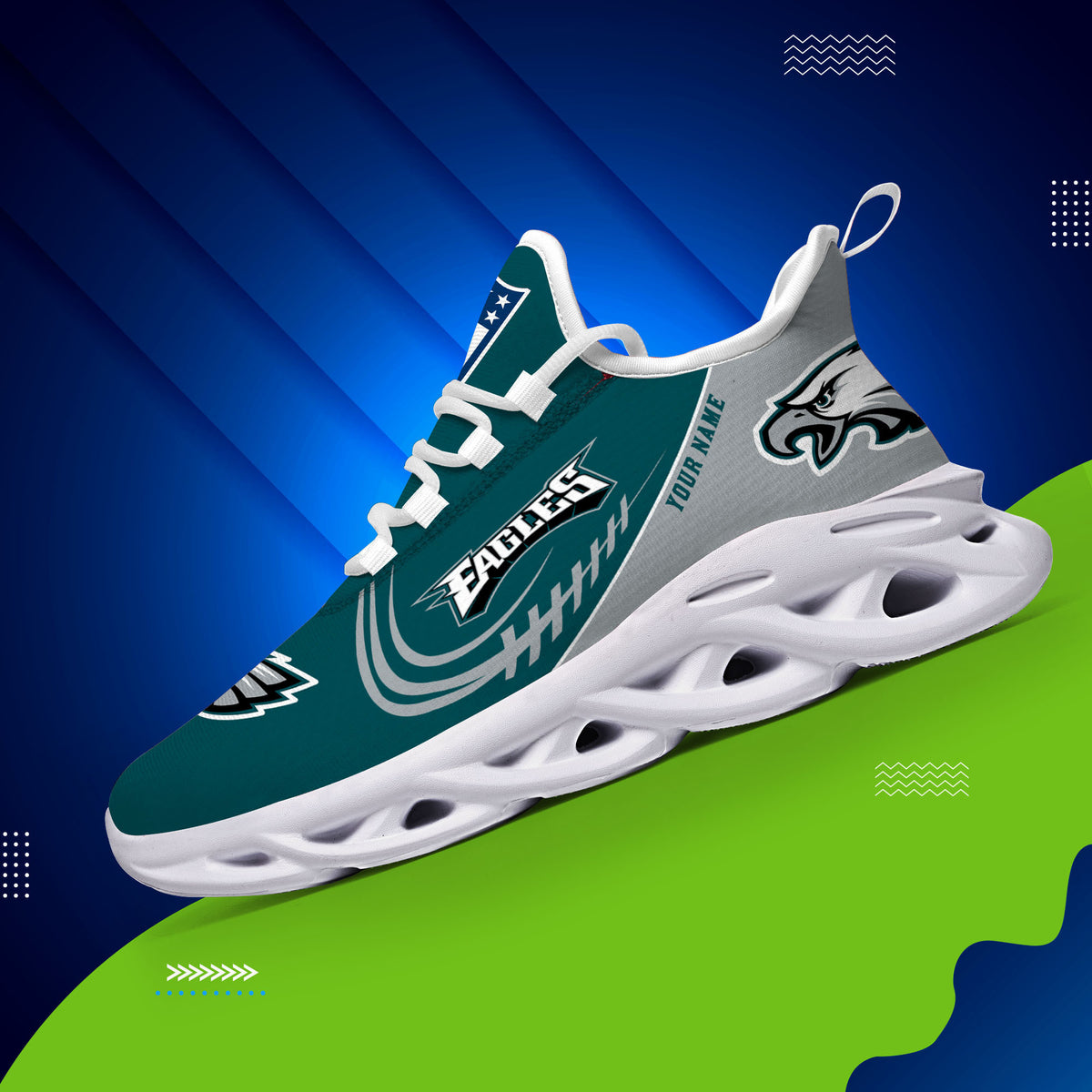 Custom Name -Philadelphia Eagles -PERSONALIZED MAX SOUL SHOES D006