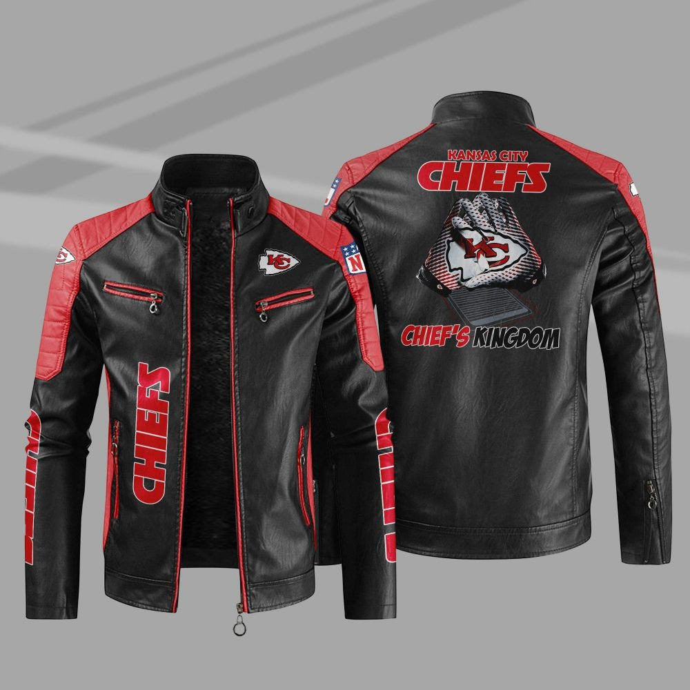 Kansas city chiefs block leather jacket KC2102