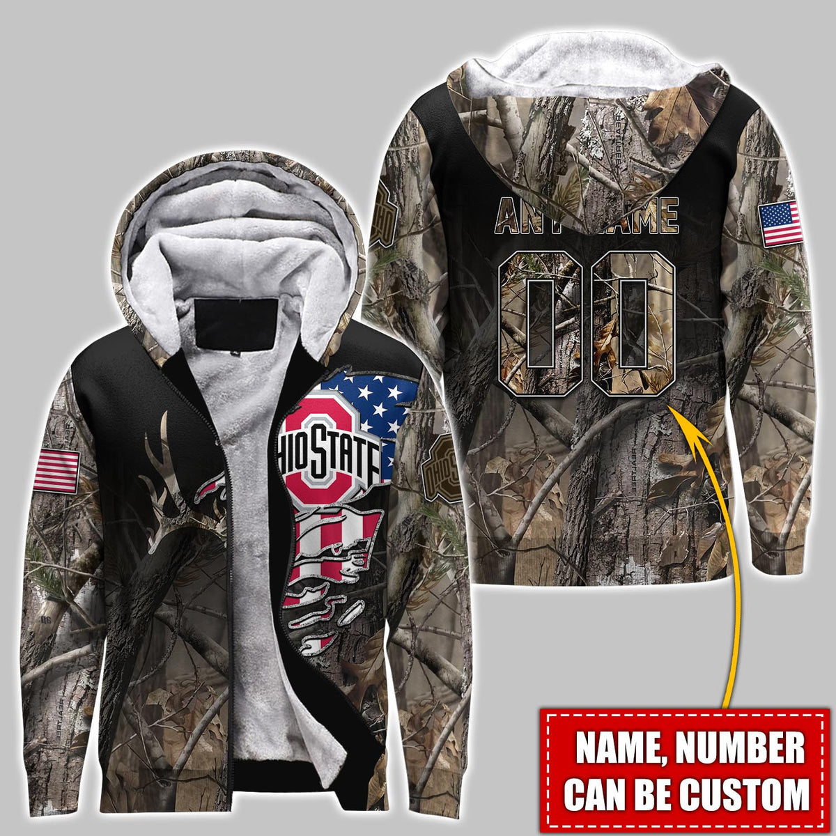 NCAAM Ohio State Buckeyes (Your Name) Fleece Zip Hoodie FZHY1J1
