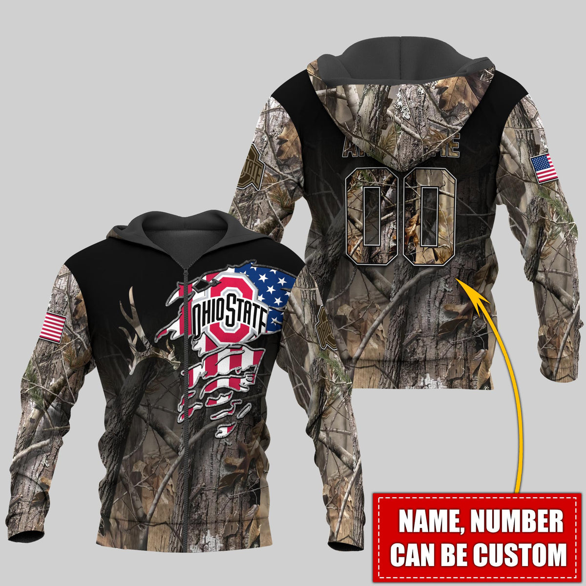 NCAAM Ohio State Buckeyes (Your Name) Zip Hoodie 3D Nicegift 3ZHL4D7