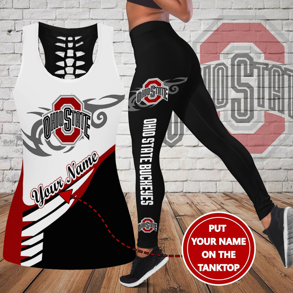 NCAAF Ohio State Buckeyes (Your Name) Hollow Tanktop Leggings Set Nicegift TLSP5Q8