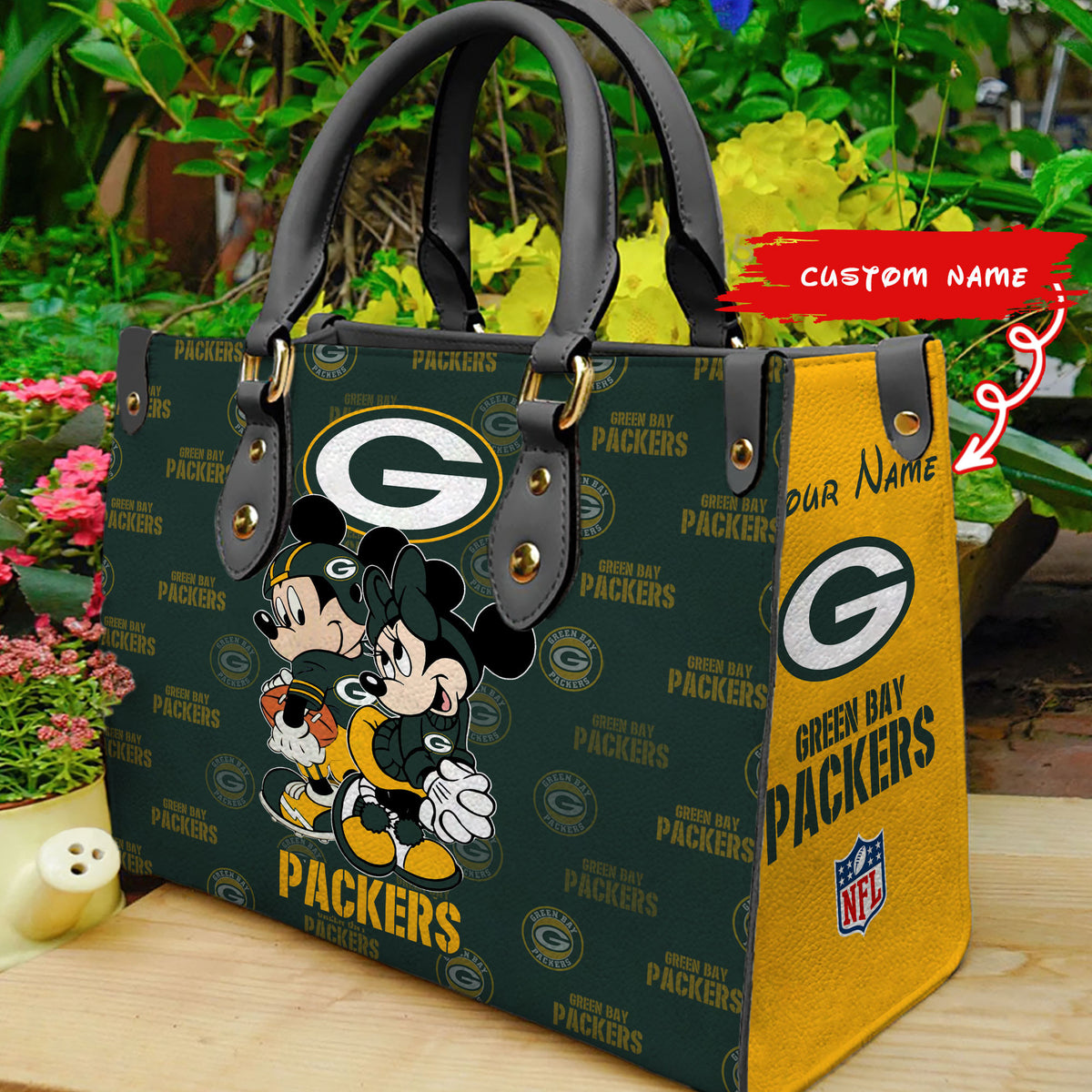 Green Bay Packers Personalized Leather Hand Bag BB91