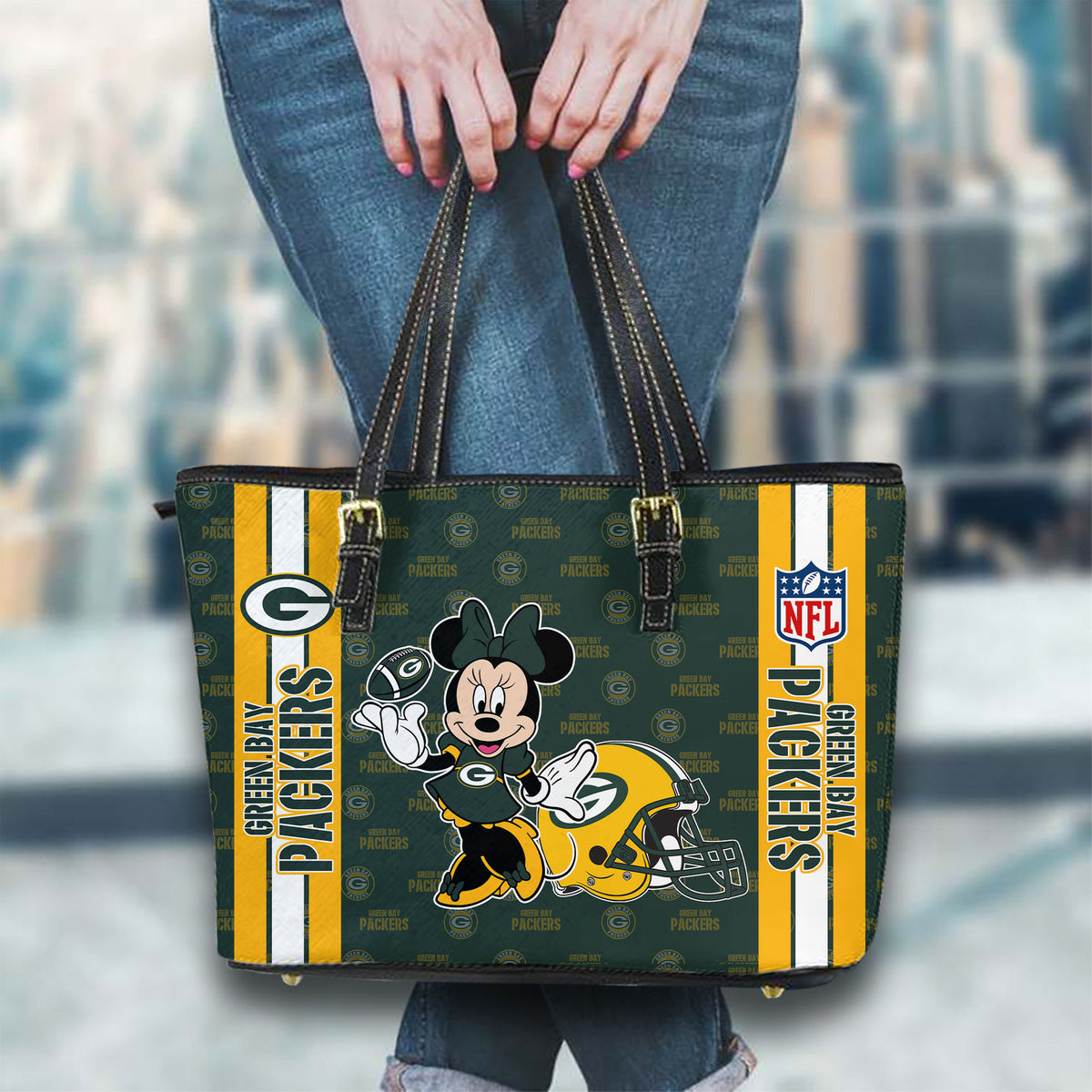 Green Bay Packers Women Leather Tote Hand Bag BB22