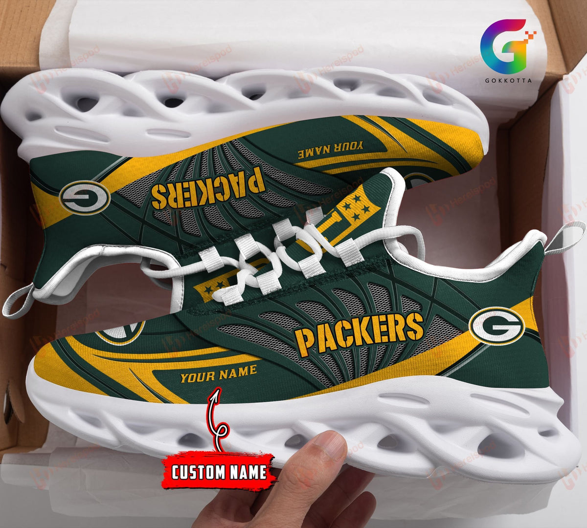 Green Bay Packers Personalized Yezy Running Sneakers 217