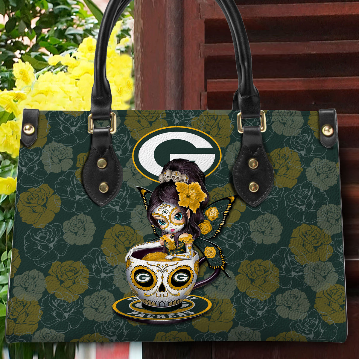 Green Bay Packers Personalized Leather Hand Bag BB59