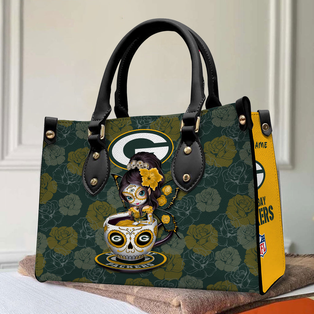 Green Bay Packers Personalized Leather Hand Bag BB59