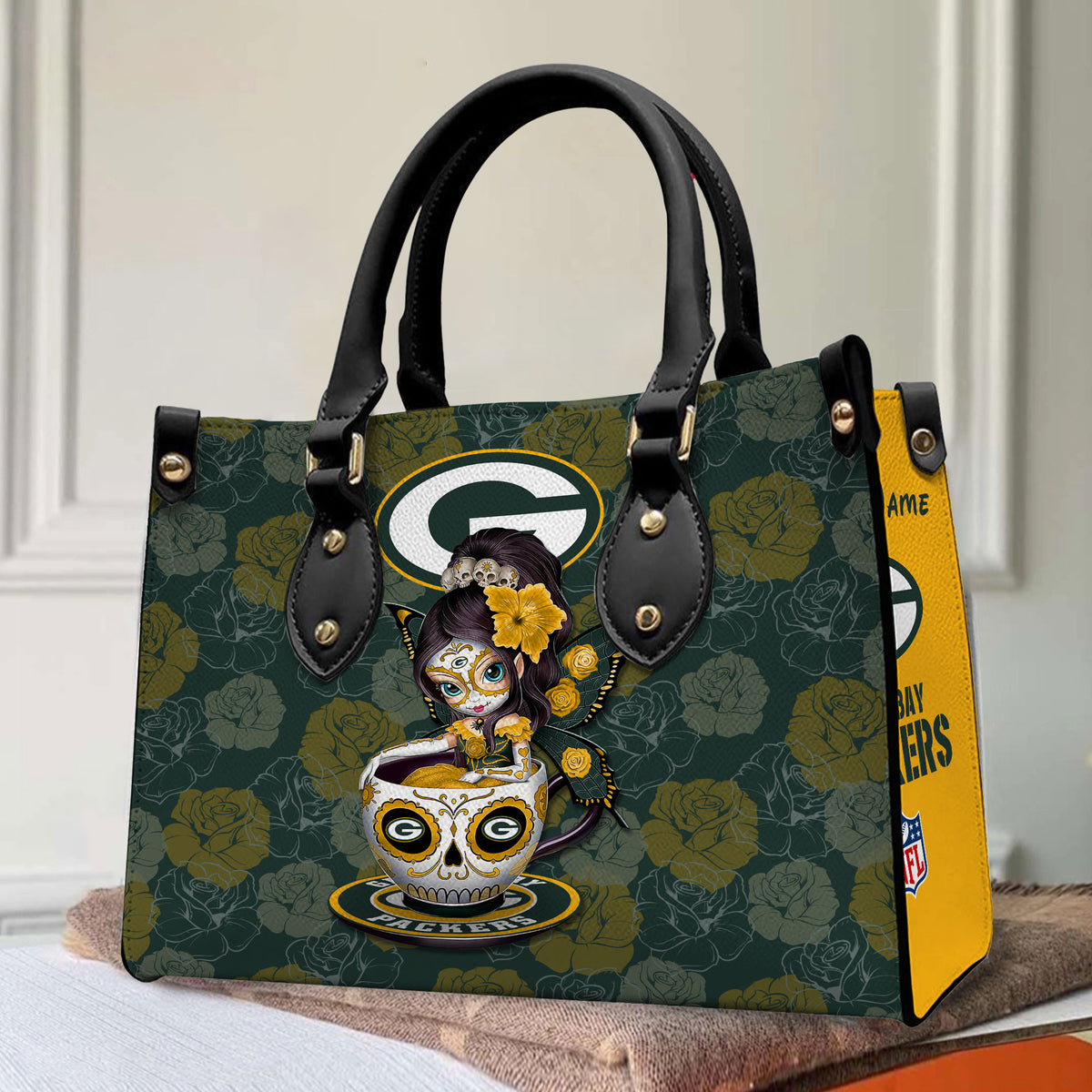 Green Bay Packers Personalized Leather Hand Bag BB59