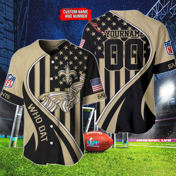 New Orleans Saints Personalized Baseball Jersey BG881