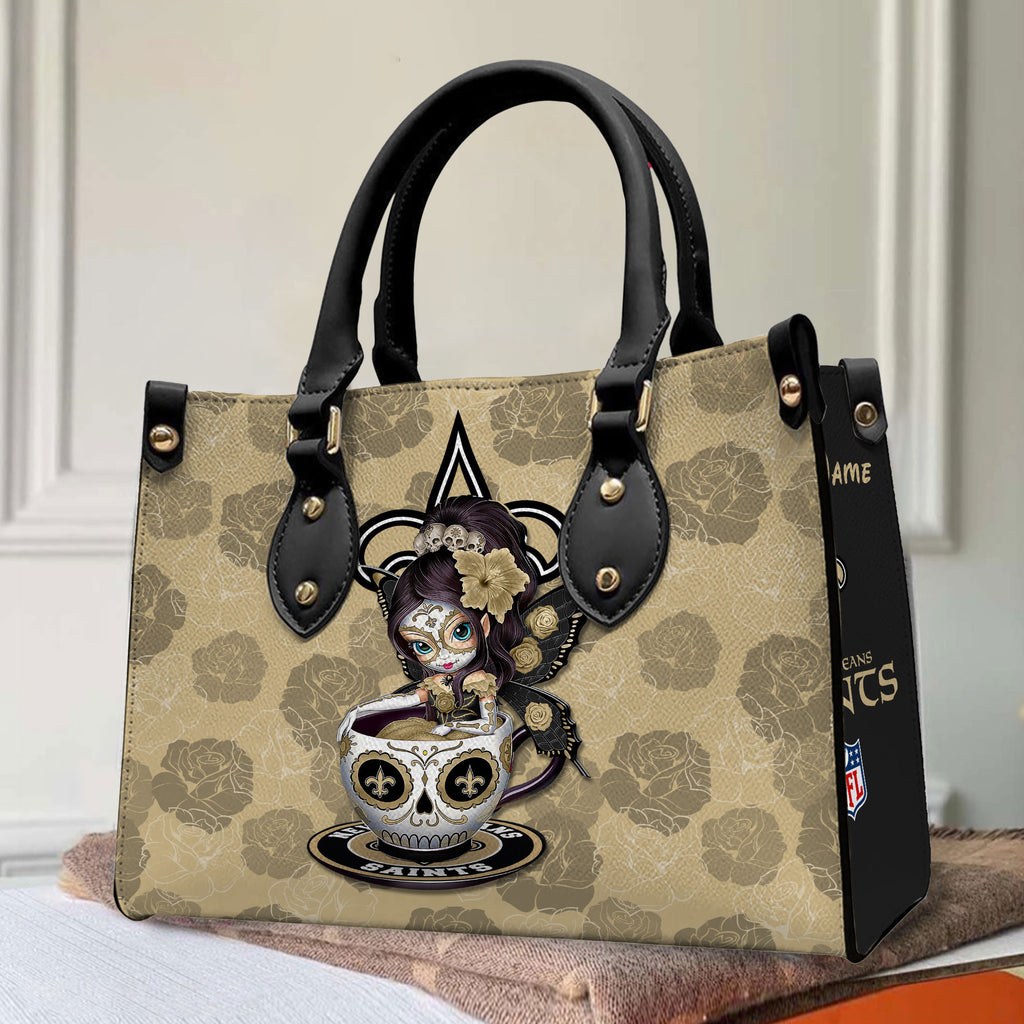 New Orleans Saints Personalized Leather Hand Bag BB70