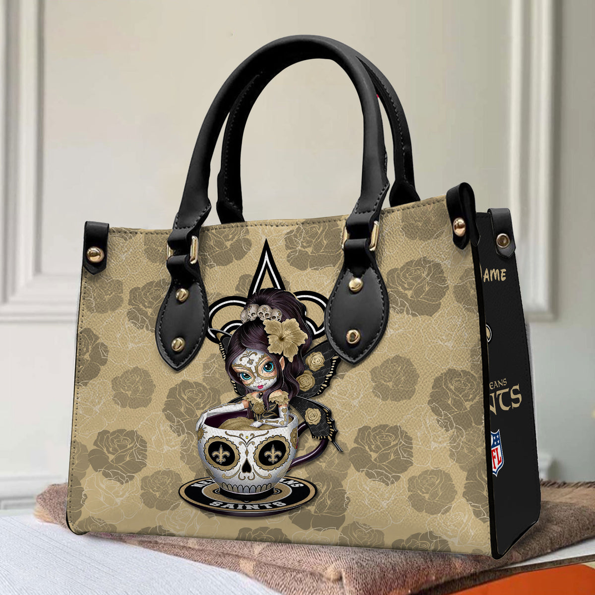 New Orleans Saints Personalized Leather Hand Bag BB70
