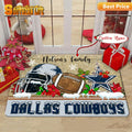 Dallas Cowboys Christmas Rubber Base Doormat - Custom Name CB6933