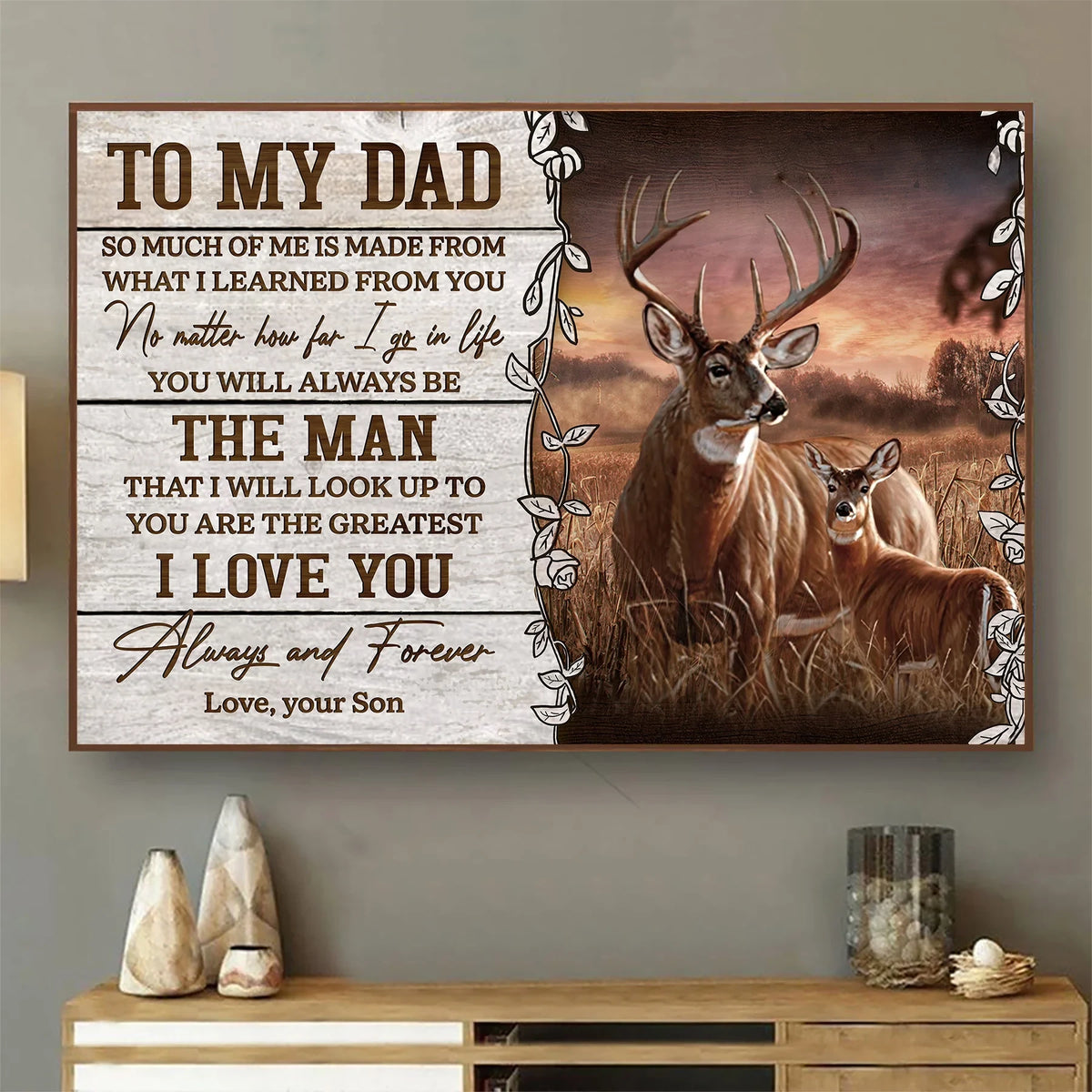 Deer hunting to my dad canvas prints