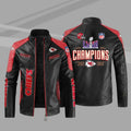 Kansas city chiefs block leather jacket KC2102