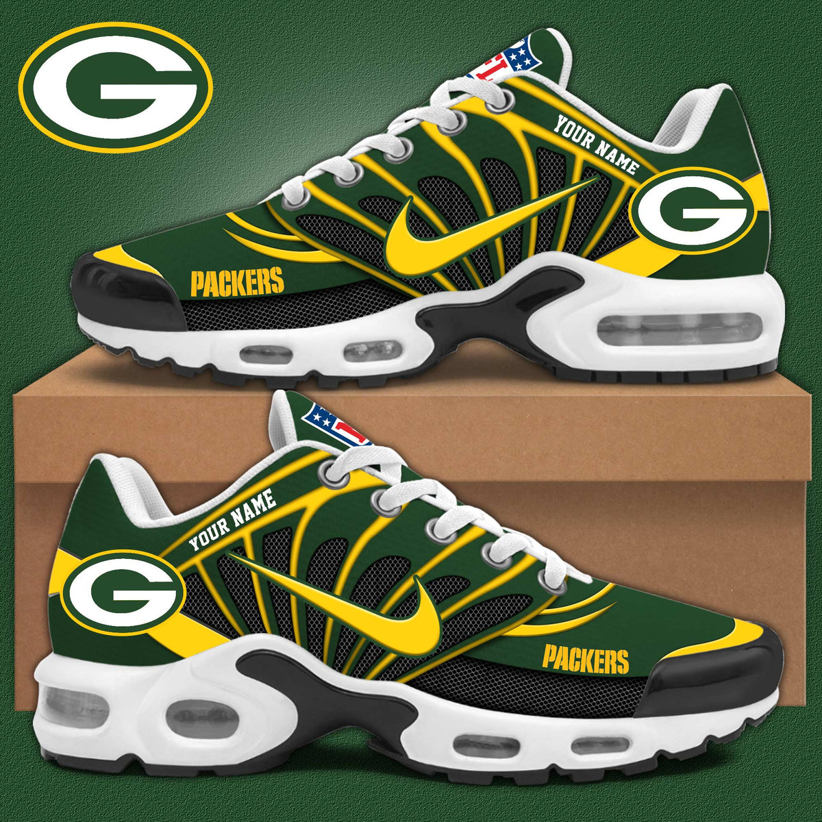 Green Bay Packers Personalized Plus Sneakers 0813 BGTN1288