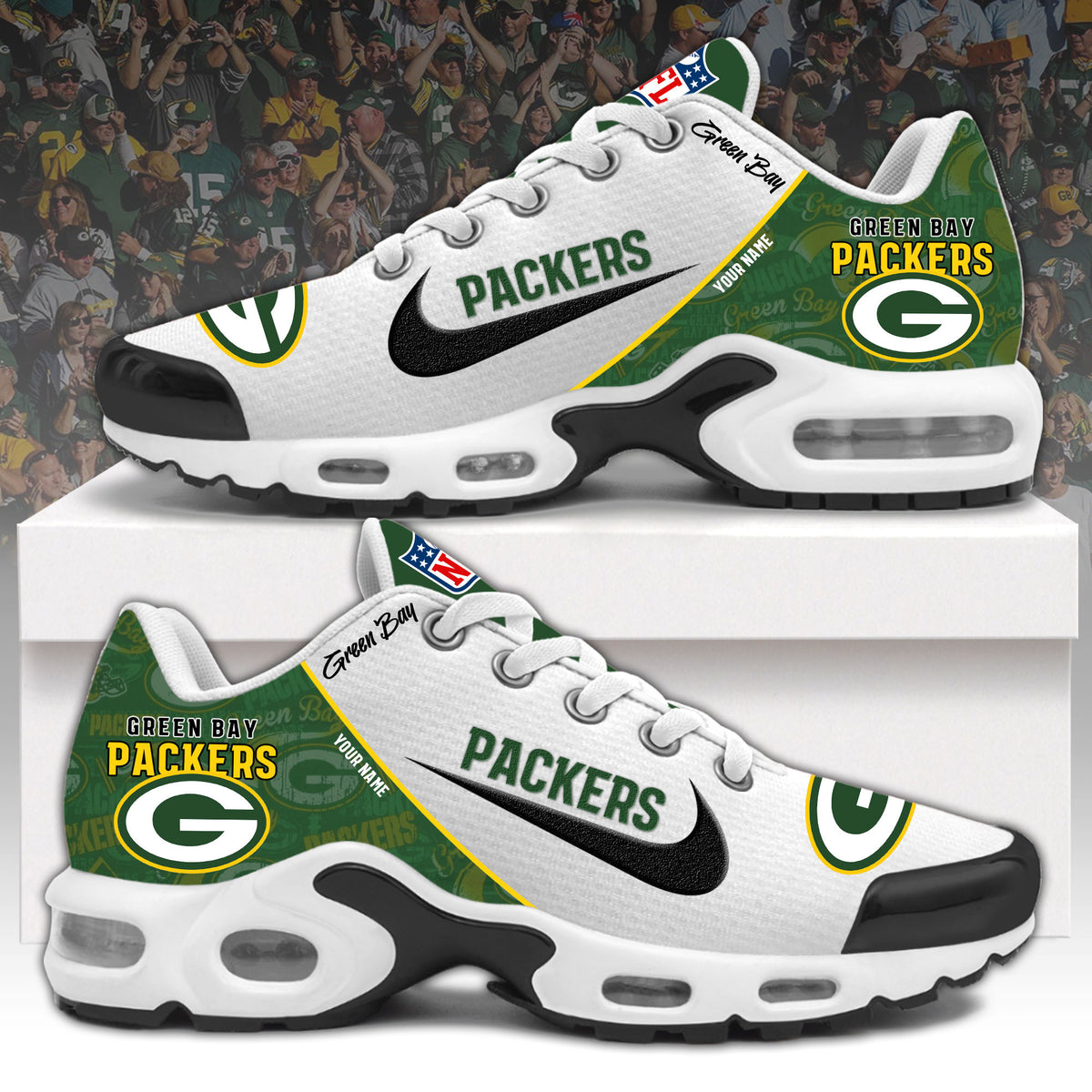 Green Bay Packers Personalized Plus Sneakers 0813 BGTN1233