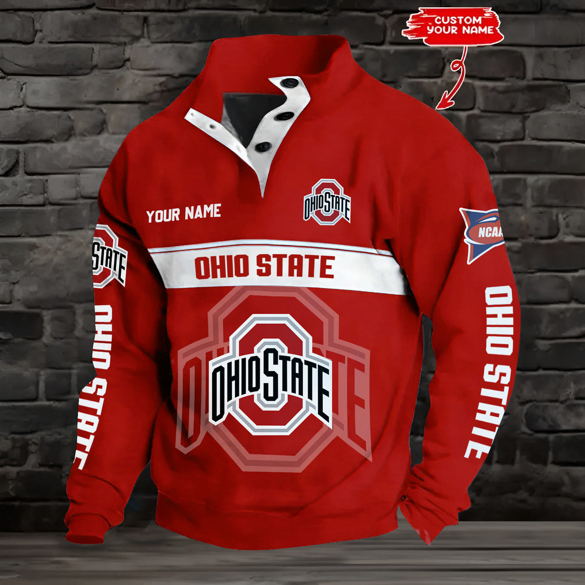 Ohio State Buckeyes Premium StandCollar GameDay Pullover Engineered Warmth & Personalized Names OHIO6601R