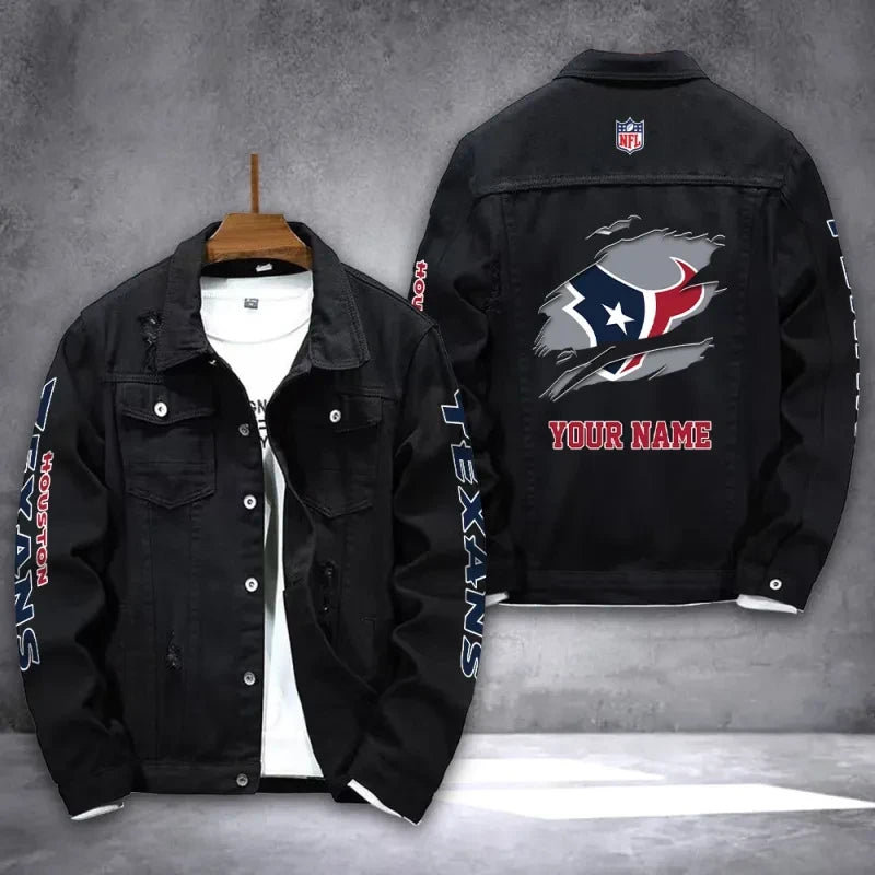 Houston Texans Personalized Premium Denim Jacket S9DJ233
