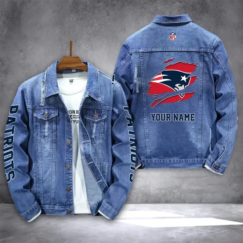 New England Patriots Personalized Premium Denim Jacket S9D67