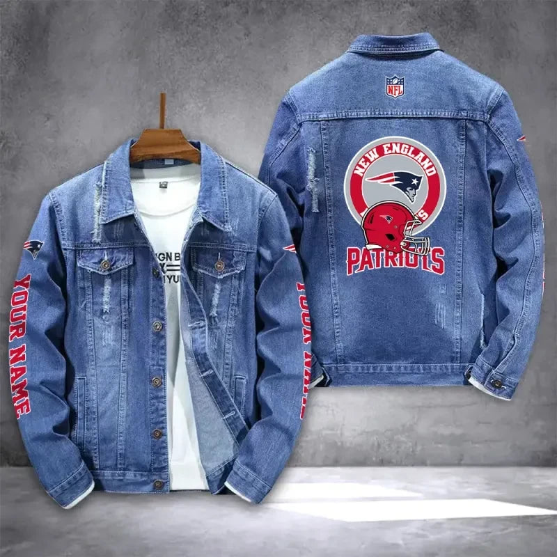 New England Patriots Personalized Premium Denim Jacket S9DG678