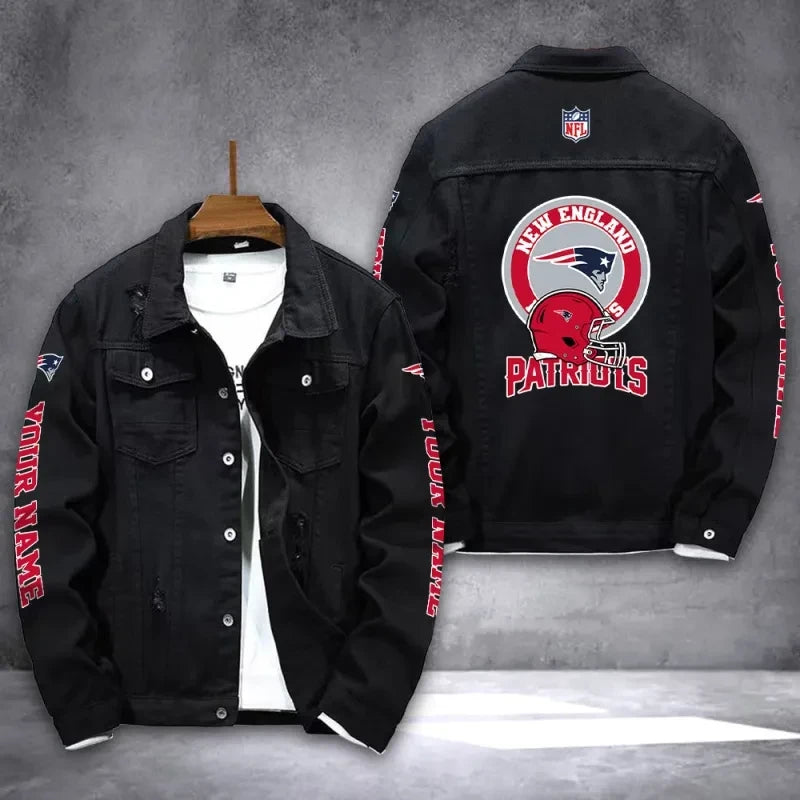 New England Patriots Personalized Premium Denim Jacket S9DG678