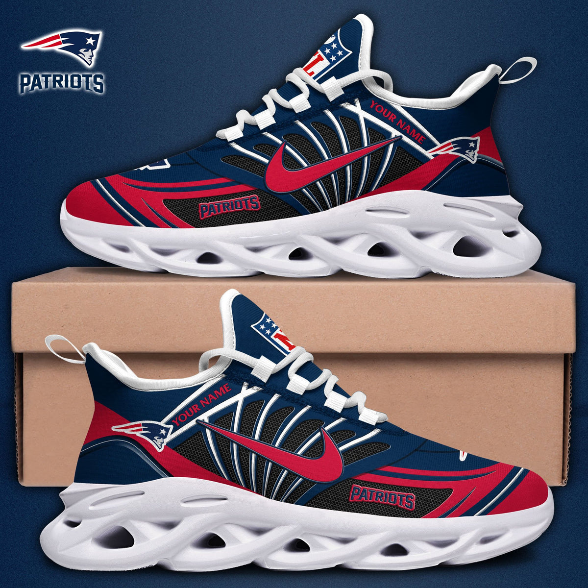 New England Patriots Personalized Yezy Running Sneakers BF45A