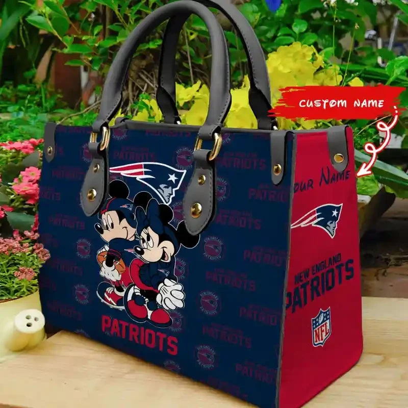 New England Patriots Personalized Leather Hand Bag BBLTHB23
