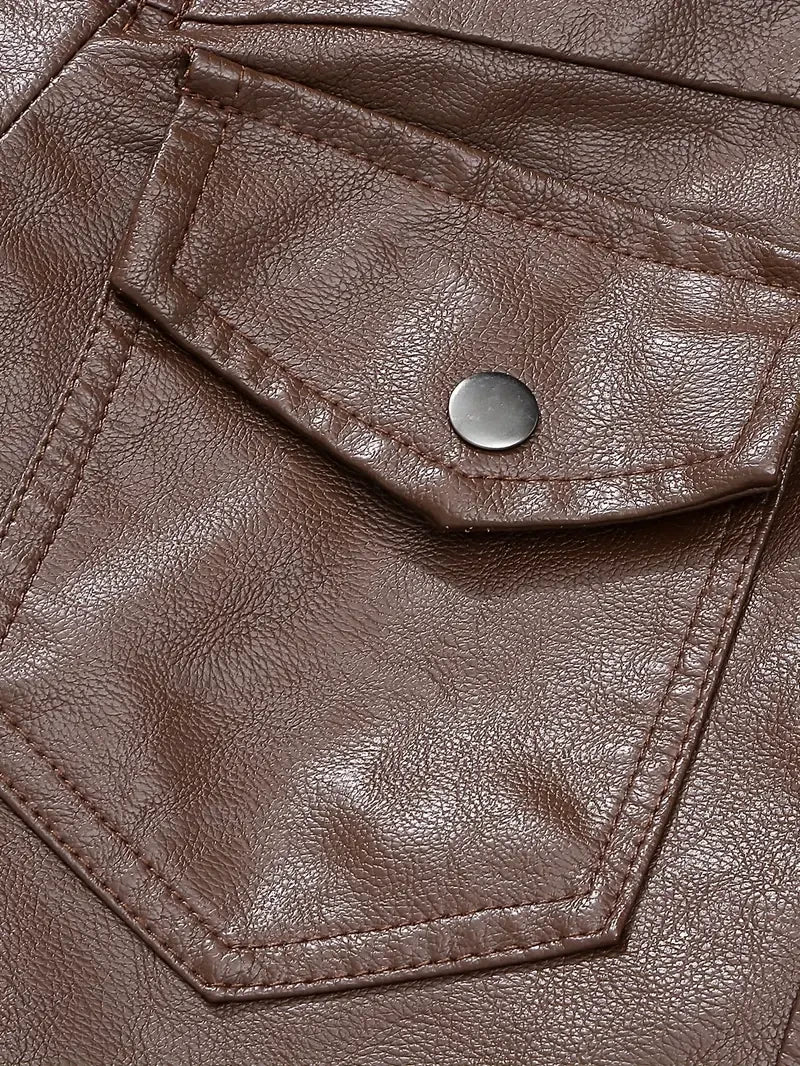 Premium & Ultra-Thick Leather Jacket with Fleece Hood - PHVK8401