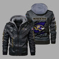 Premium & Ultra-Thick Leather Jacket with Fleece Hood - Baltimore Ravens PHVK8390