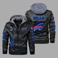 Premium & Ultra-Thick Leather Jacket with Fleece Hood - Buffalo Bills PHVK8391