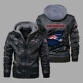 Premium & Ultra-Thick Leather Jacket with Fleece Hood - New England Patriots PHVK8394