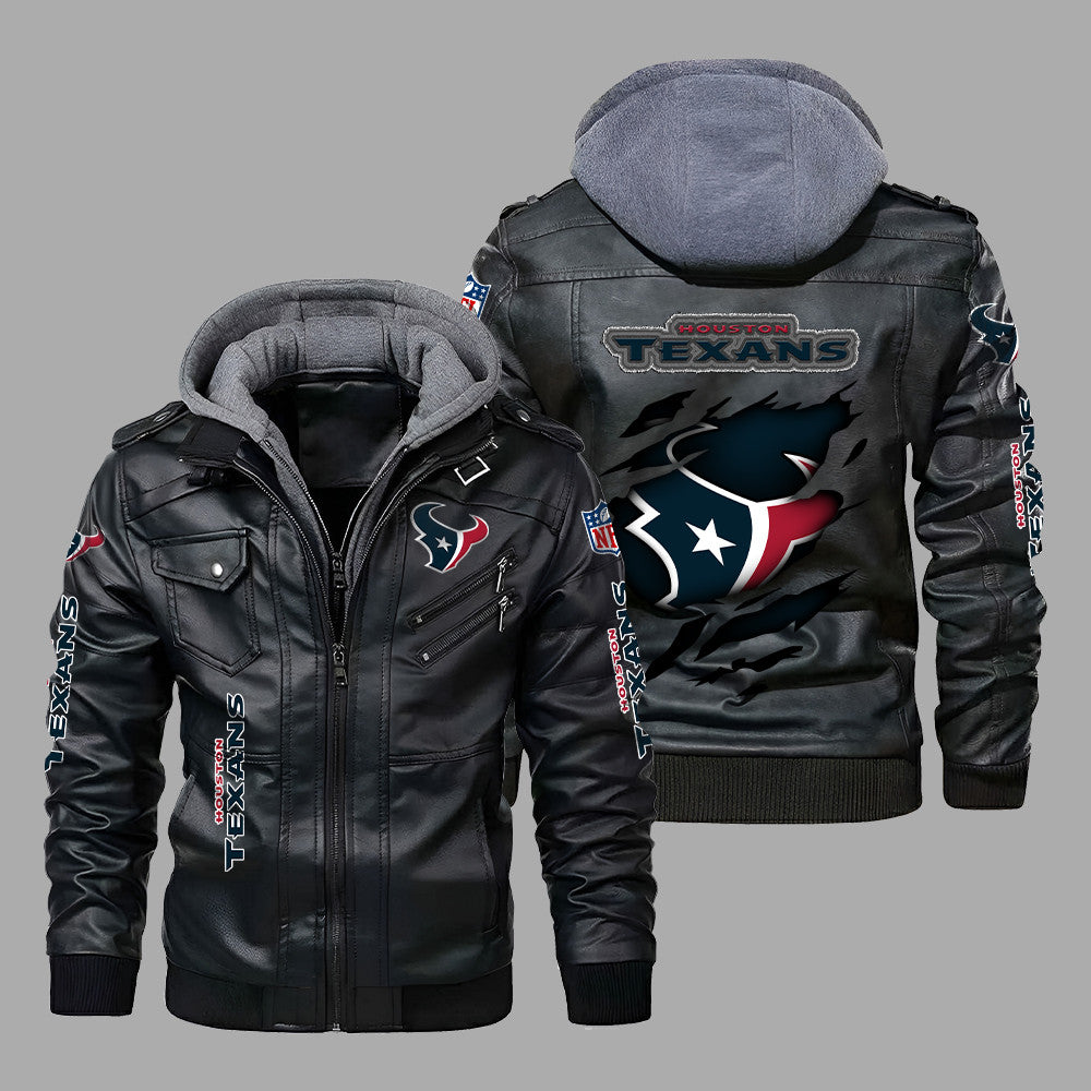 Premium & Ultra-Thick Leather Jacket with Fleece Hood - PHVK8401