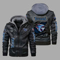 Premium & Ultra-Thick Leather Jacket with Fleece Hood - Tennessee Titans PHVK8407