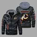 Premium & Ultra-Thick Leather Jacket with Fleece Hood - Washington Redskins PHVK8419