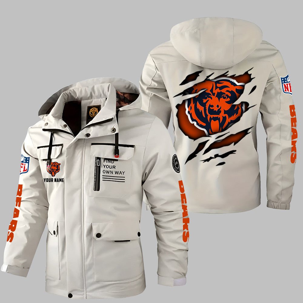 Chicago Bears Personalized Winter Windbreaker Jacket ANZWWJ29