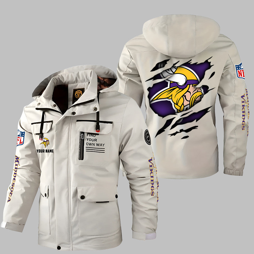 Minnesota Vikings Personalized Winter Windbreaker Jacket ANZWWJ31