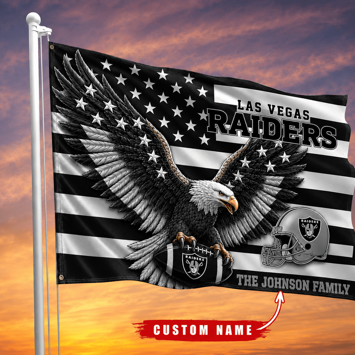 Las Vegas Raiders-Flag-Custom Name VA3055