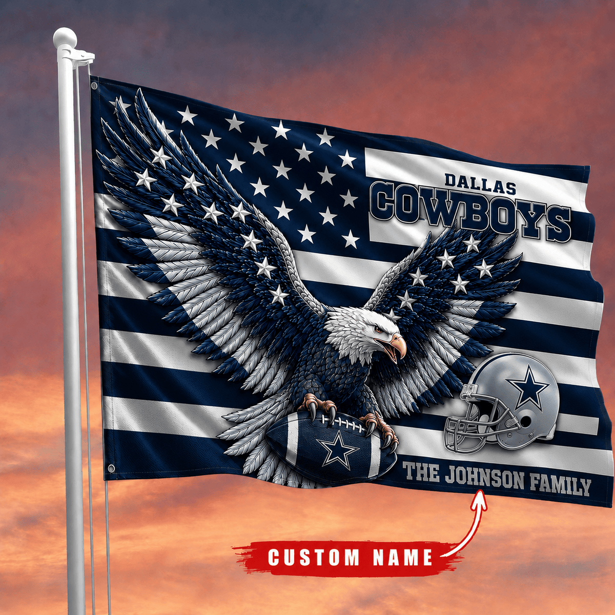 Dallas Cowboys-Flag-Custom Name VA3070