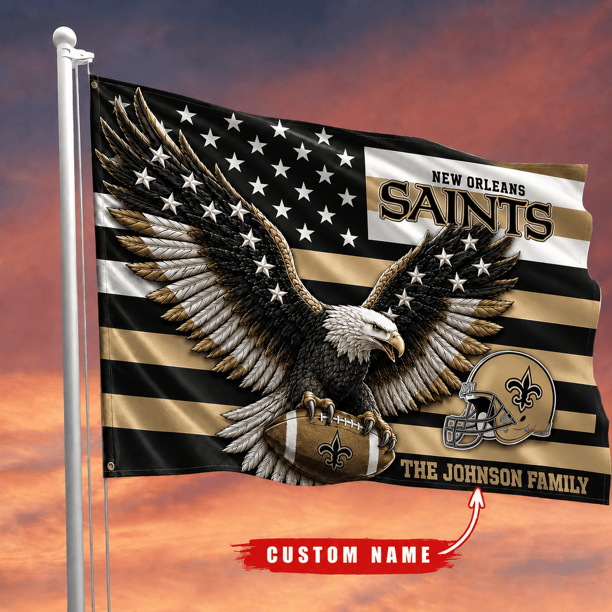 New Orleans Saints-Flag-Custom Name VA3081