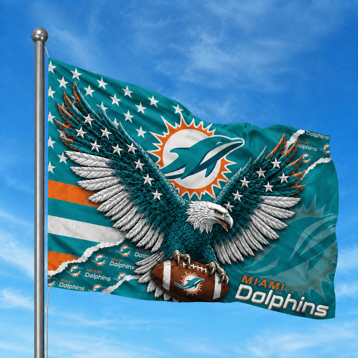 Miami Dolphins-Flag-Custom Name VA4255